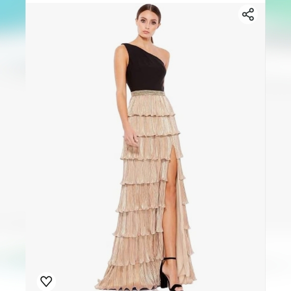 IEENA for MAC DUGGAL 26541 ONE SHOULDER LAYERED RUFFLE GOWN Size 2 - Picture 9 of 11